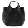 Włoska czarna krokodyl A4 skórzana XL torebka shopper bag