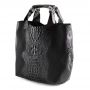 Włoska czarna krokodyl A4 skórzana XL torebka shopper bag