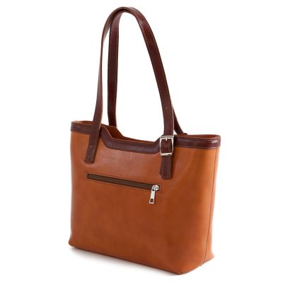 -20% VERA PELLE włoska klasyczna ruda camel + brąz skórzana torebka