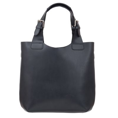 L'ARTIGIANO Włoska grafitowa / szara A4 klasyczna skórzana torebka shopper bag