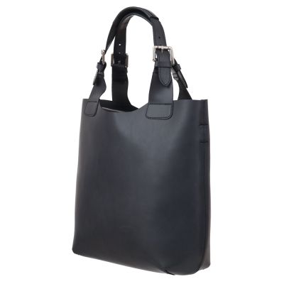 L'ARTIGIANO Włoska grafitowa / szara A4 klasyczna skórzana torebka shopper bag