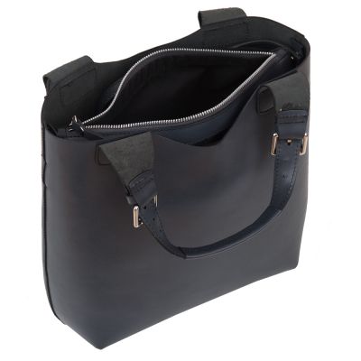 L'ARTIGIANO Włoska grafitowa / szara A4 klasyczna skórzana torebka shopper bag