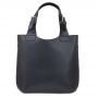 L'ARTIGIANO Włoska grafitowa / szara A4 klasyczna skórzana torebka shopper bag