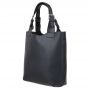 L'ARTIGIANO Włoska grafitowa / szara A4 klasyczna skórzana torebka shopper bag
