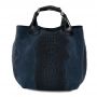 Włoska granatowa krokodyl A4 skórzana XL torebka shopper bag - OSTATNI EGZEMPLARZ