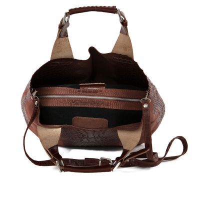 Włoska brązowa krokodyl A4 skórzana XL torebka shopper bag