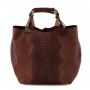 Włoska brązowa krokodyl A4 skórzana XL torebka shopper bag