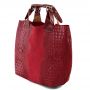 Włoska czerwona krokodyl A4 skórzana XL torebka shopper bag
