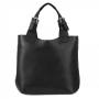 L'ARTIGIANO Włoska czarna A4 klasyczna skórzana torebka shopper bag