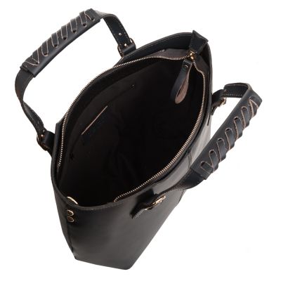 Włoska czarna A4 klasyczna skórzana torebka shopper bag