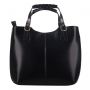 Włoska czarna A4 klasyczna skórzana torebka shopper bag