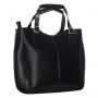 Włoska czarna A4 klasyczna skórzana torebka shopper bag