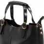 Włoska czarna A4 klasyczna skórzana torebka shopper bag