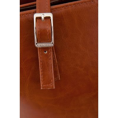 -25% Skórzana XL klasyczna A4 camel / ruda torebka SKÓRA NATURALNA