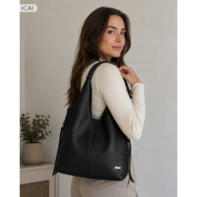 - HIT - CZARNA TOREBKA SKÓRA NATURALNA SHOPPER A4 TORBA SKÓRZANA