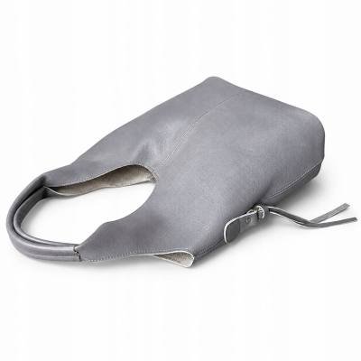 - HIT - SZARA TOREBKA SKÓRA NATURALNA SHOPPER A4 TORBA SKÓRZANA