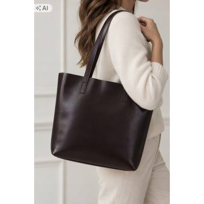 - czekoladowa włoska skórzana torebka SKÓRA NATURALNA MATOWA shopper bag