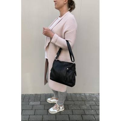 - Vera Pelle - Włoska czarna skórzana torebka