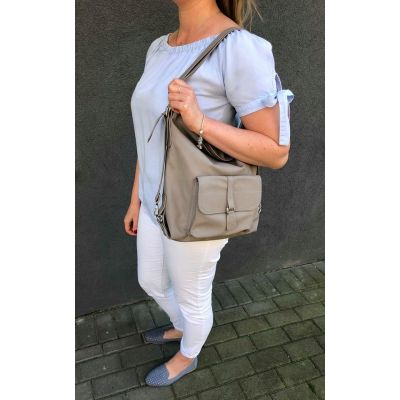 Skórzana cappuccino / taupe torebka plecak MIĘKKA SKÓRA NATURALNA 2w1