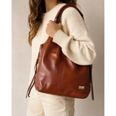 - HIT - BRĄZOWA TOREBKA SKÓRA NATURALNA SHOPPER A4 TORBA SKÓRZANA