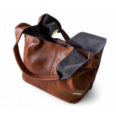 - HIT - BRĄZOWA TOREBKA SKÓRA NATURALNA SHOPPER A4 TORBA SKÓRZANA