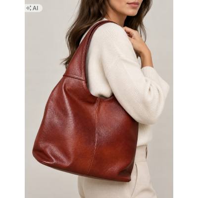 - BRĄZOWA TOREBKA SKÓRA NATURALNA SHOPPER BAG