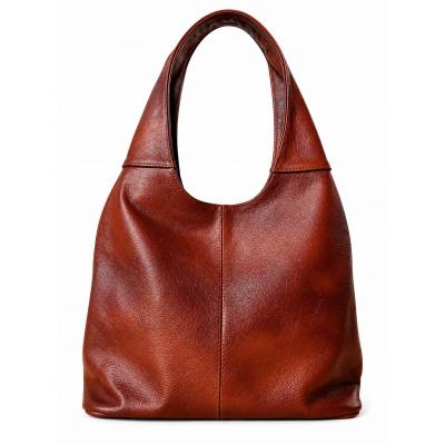 - BRĄZOWA TOREBKA SKÓRA NATURALNA SHOPPER BAG
