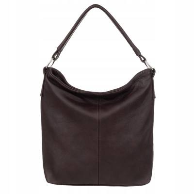 czekoladowa polska pojemna SKÓRZANA A4 torebka worek SKÓRA NATURALNA