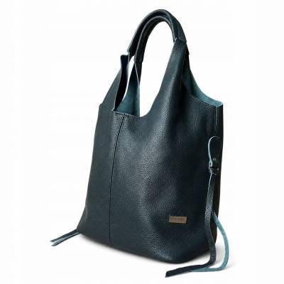 - HIT - CIEMNOZIELONA TOREBKA SKÓRA NATURALNA SHOPPER A4 TORBA SKÓRZANA