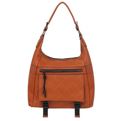 -30% CAMEL RUDA skórzana torebka torba worek modna skóra pikowana