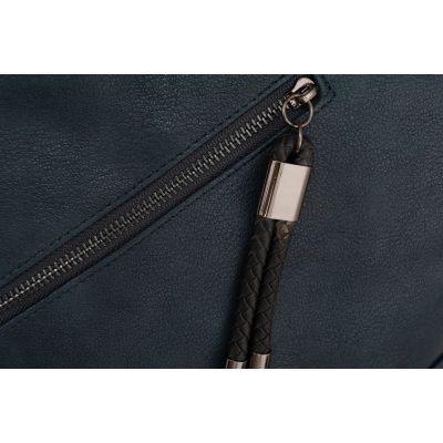 -30% GRANATOWA klasyczna skórzana torebka torba worek modna skóra A4