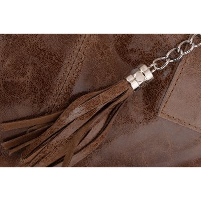 Włoska cappuccino taupe A4 lakierowana skórzana torebka worek skóra naturalna