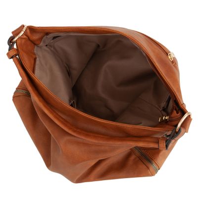 FIRENZE BAGS camel ruda klasyczna skórzana torebka torba A4