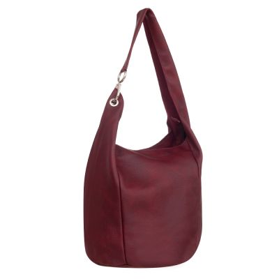 -25% MAGIC BAGS - bordowa asymetryczna torebka torba worek skóra A4