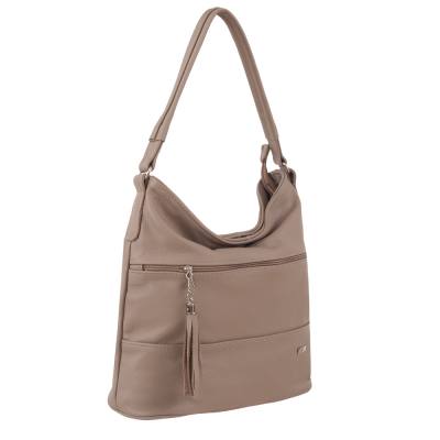 BEŻOWA TOREBKA ZE SKÓRY TORBA worek shopper