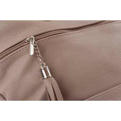BEŻOWA TOREBKA ZE SKÓRY TORBA worek shopper
