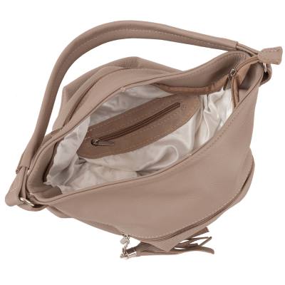 BEŻOWA TOREBKA ZE SKÓRY TORBA worek shopper