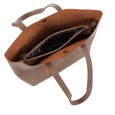 -25% HIT - cappuccino beżowa polska klasyczna A4 skórzana torebka shopper bag