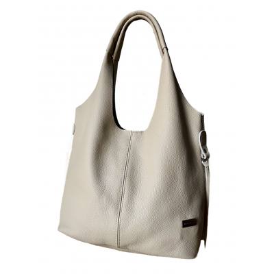 - HIT - BEŻOWA TOREBKA SKÓRA NATURALNA SHOPPER A4 TORBA SKÓRZANA