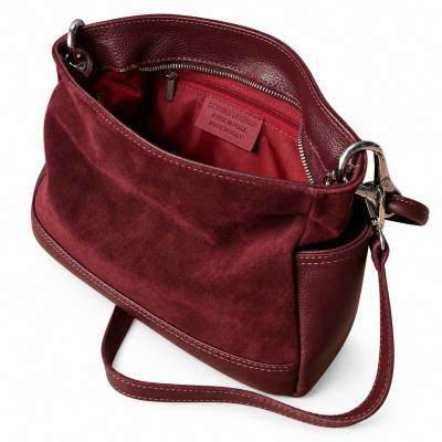 - Bordowa torebka shopper ZAMSZ NATURALNY + SKÓRA NATURALNA Vera Pelle