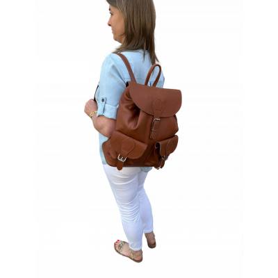 -25% Skórzany rudy camel plecak torba A4 miękka SKÓRA NATURALNA