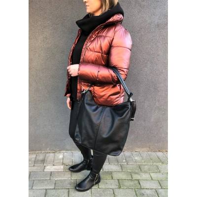 CZARNA SKÓRZANA TOREBKA A4 TORBA WOREK MIĘKKA SKÓRA NATURALNA