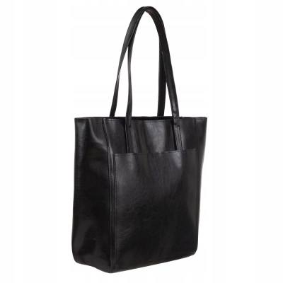 -25% CZARNA SKÓRZANA TOREBKA A4 SKÓRA NATURALNA shopper