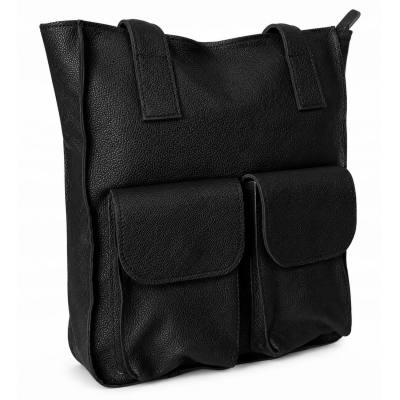 - HIT - CZARNA TOREBKA SKÓRA NATURALNA SHOPPER A4 DAMSKA TORBA SKÓRZANA