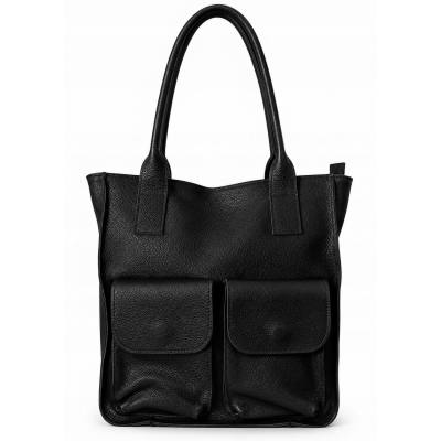 - HIT - CZARNA TOREBKA SKÓRA NATURALNA SHOPPER A4 DAMSKA TORBA SKÓRZANA