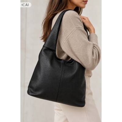 - CZARNA TOREBKA SKÓRA NATURALNA SHOPPER BAG