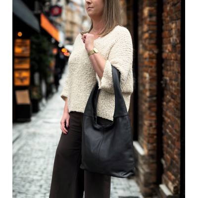 - CZARNA TOREBKA SKÓRA NATURALNA SHOPPER BAG