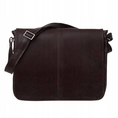 BRĄZOWA KONIAKOWA skórzana XL torba na laptopa dokumenty A4 SKÓRA NATURALNA unisex