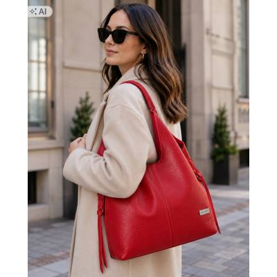 - HIT - CZERWONA TOREBKA SKÓRA NATURALNA SHOPPER A4 TORBA SKÓRZANA