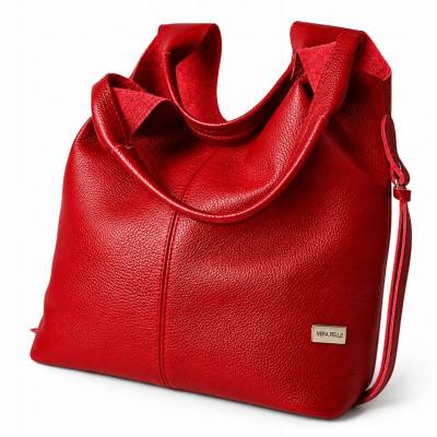 - HIT - CZERWONA TOREBKA SKÓRA NATURALNA SHOPPER A4 TORBA SKÓRZANA